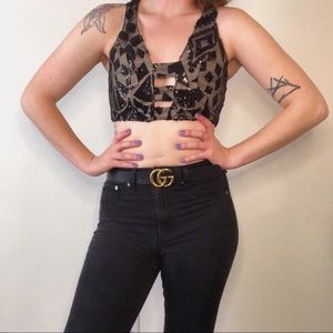 NWT Peppermayo Black Sparkly Sequin Party Crop Top